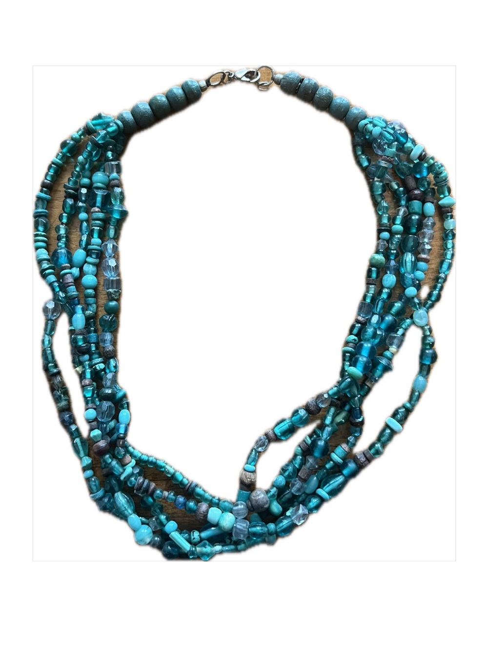 Multi Strand Turquoise Beaded Necklace | Boho Statement Layered 20-21”